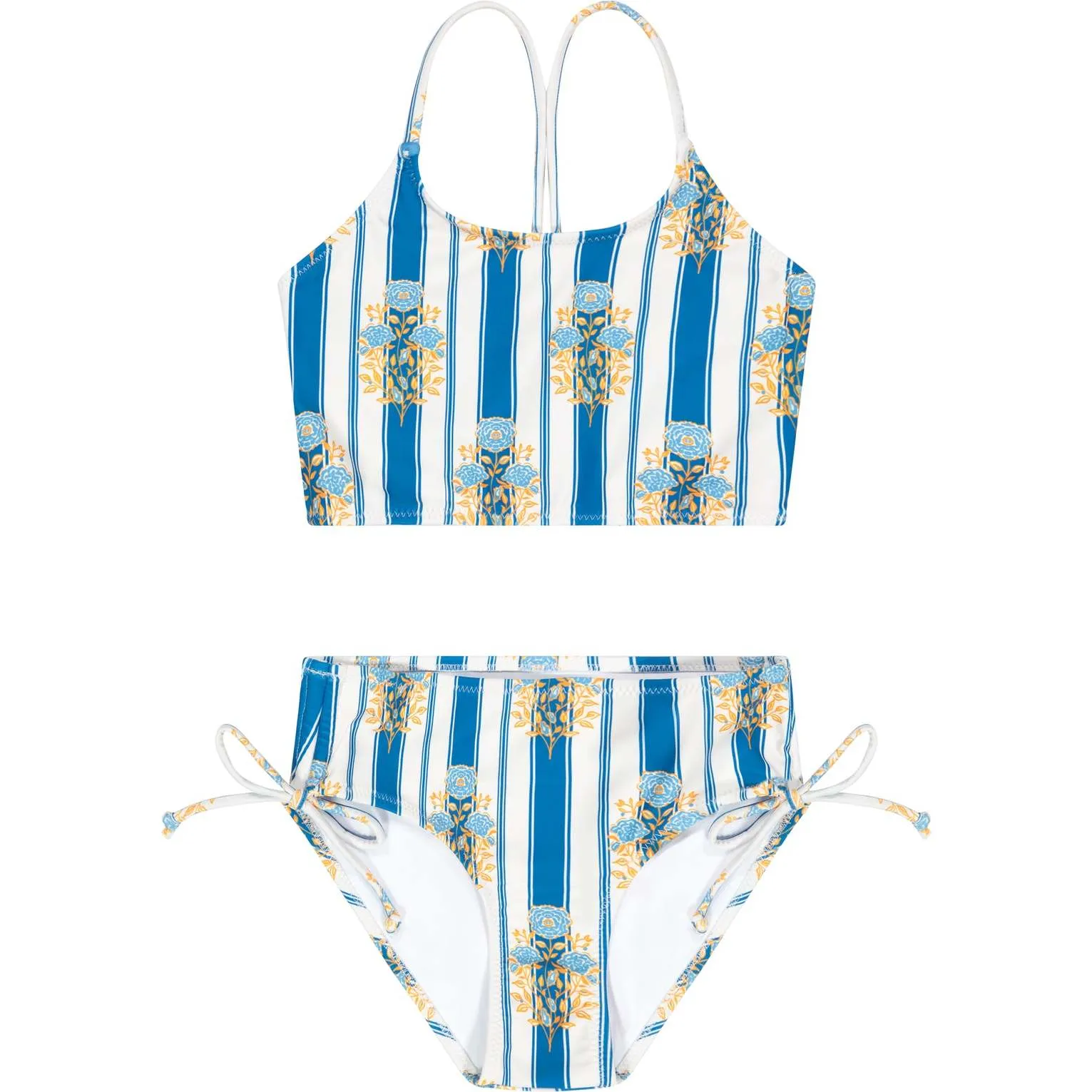 Petit Peony Blue Stripe Ruched Bikini Set