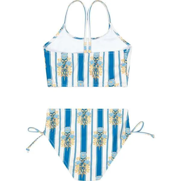 Petit Peony Blue Stripe Ruched Bikini Set