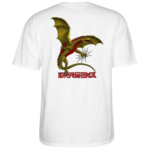 Powell Peralta Skateboard Shirt Dragons Logo White