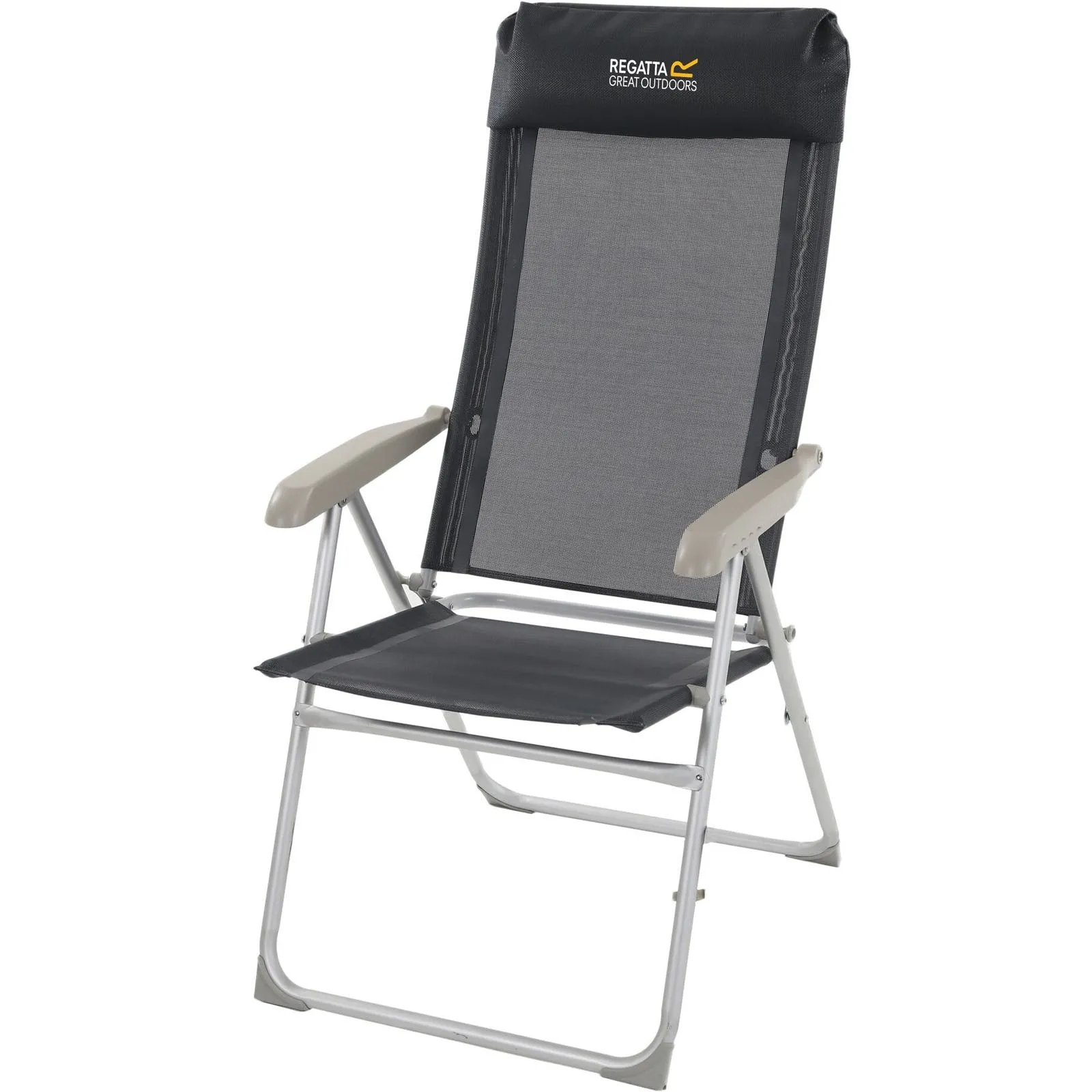 Regatta Colico Camping Armed Reclining Lounge Deck Chair - Black