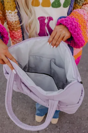 Sharp Witted Quilted Tote In Lavender