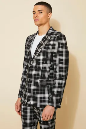 Skinny Single Breasted Check Suit Jacket