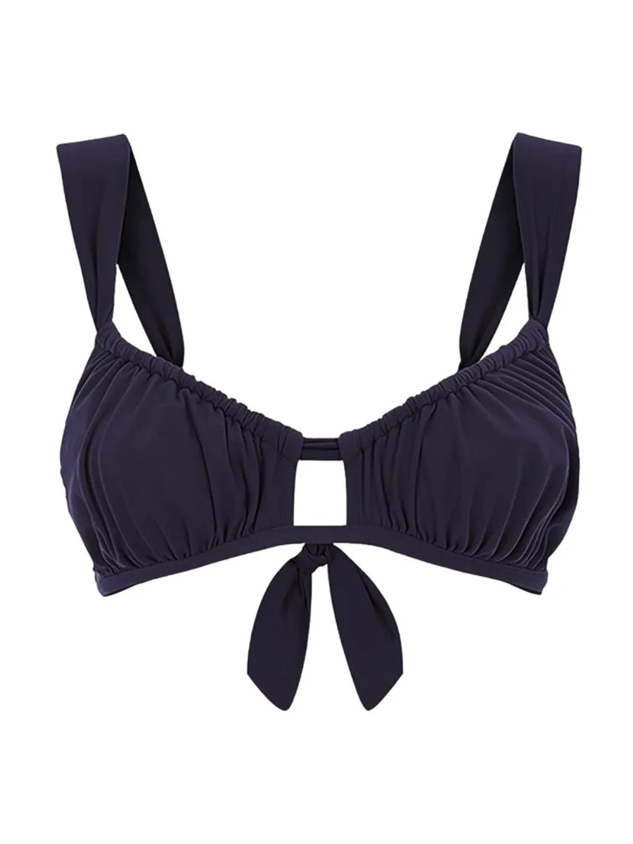 THREE GRACES LONDON Bridget Bikini Top Navy