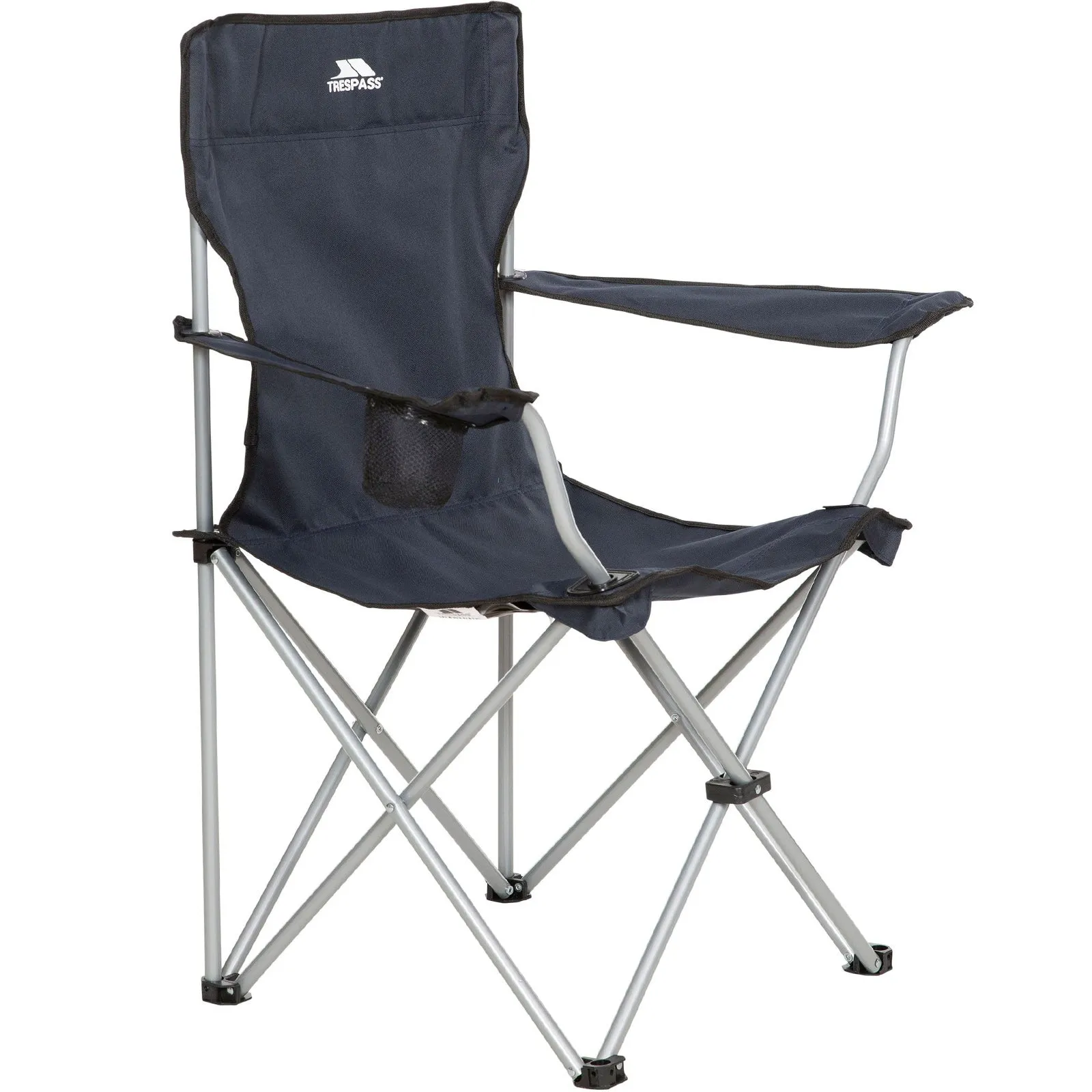 Trespass Adults Settle Camping Folding Chair With Cup Holder - Navy