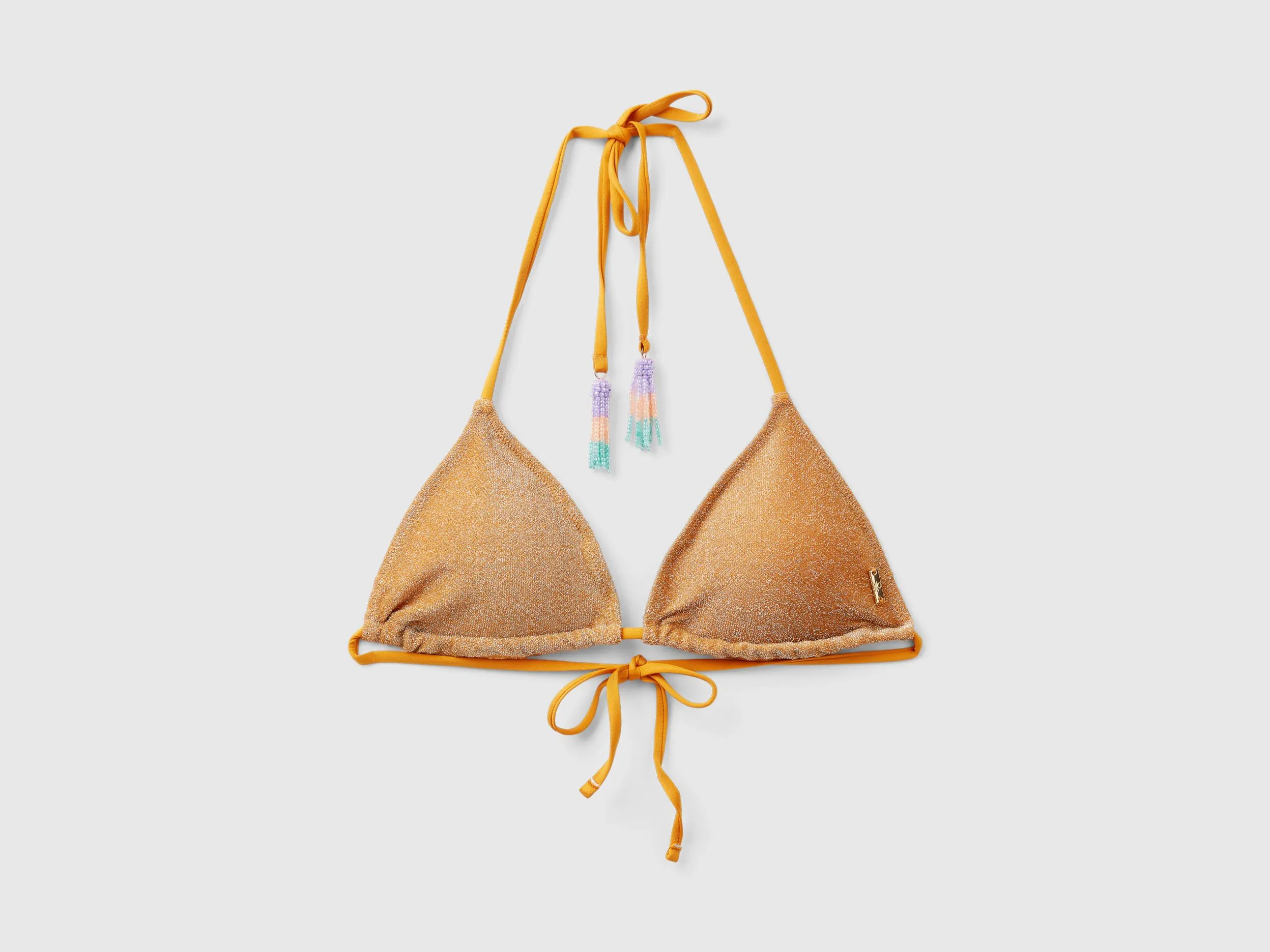 Triangle bikini top with lurex - Mustard | Benetton