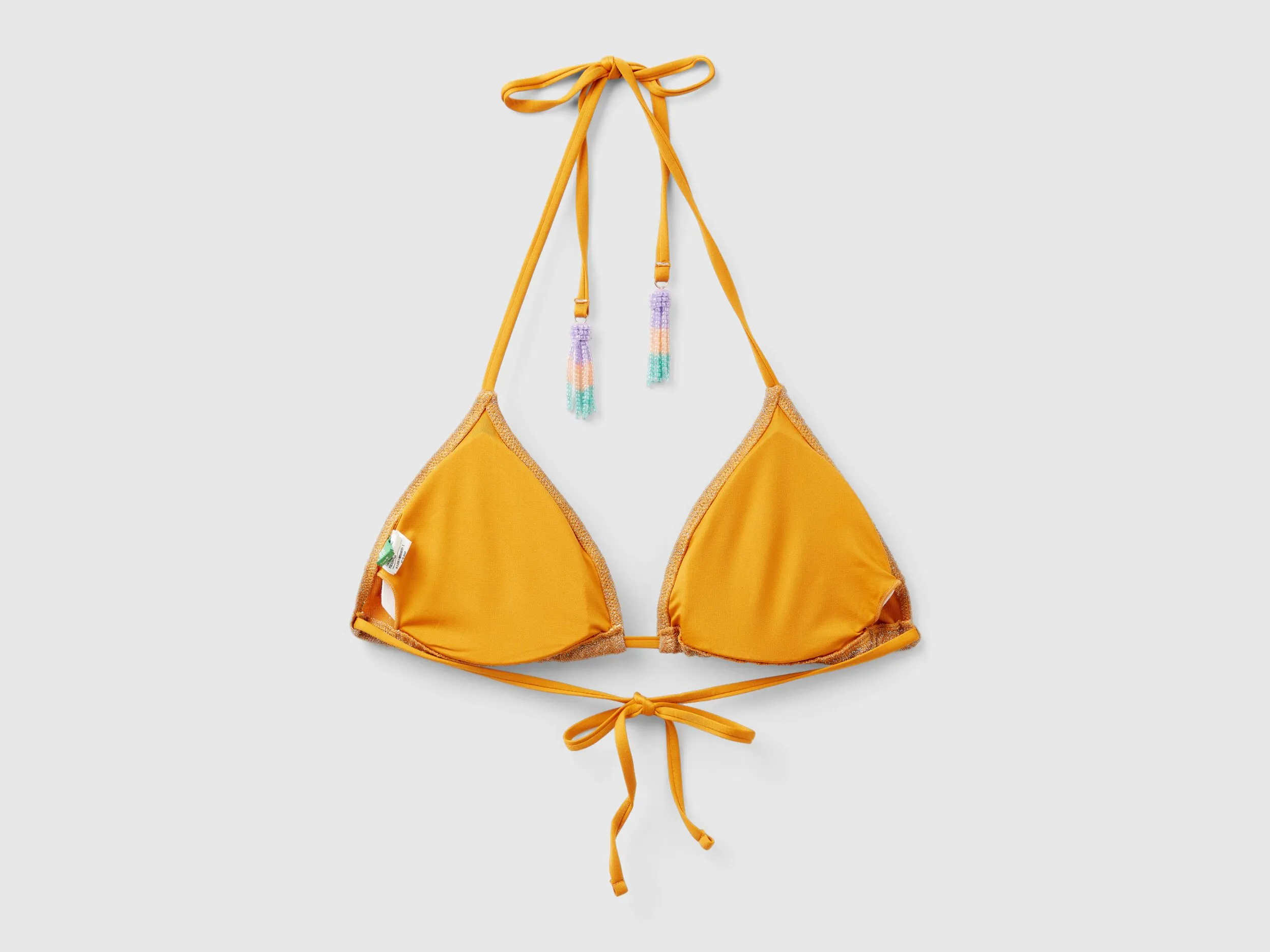 Triangle bikini top with lurex - Mustard | Benetton