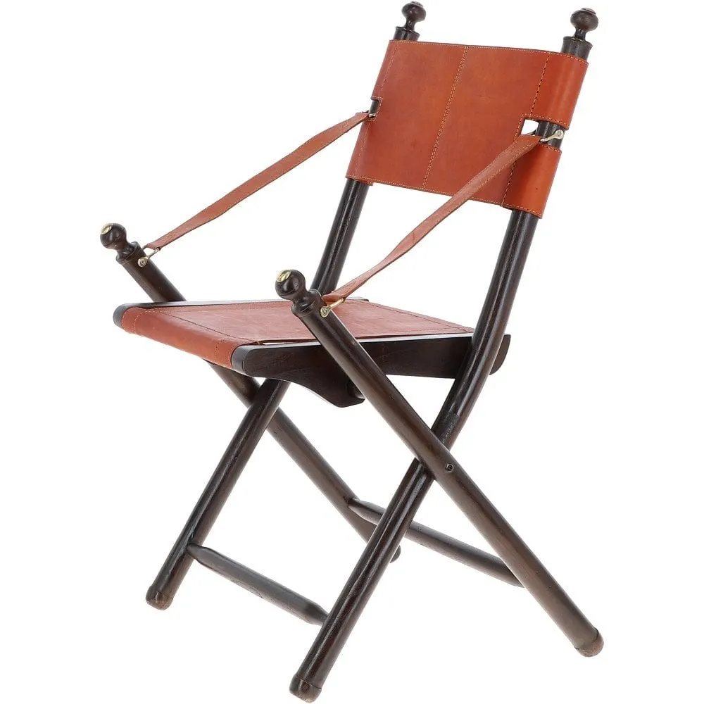 Vintage Folding Leather Chair Tan : VIN-37