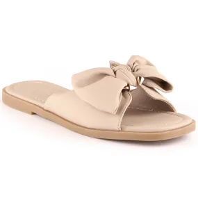 Women's flat sandals with a beige bow eVento 5479