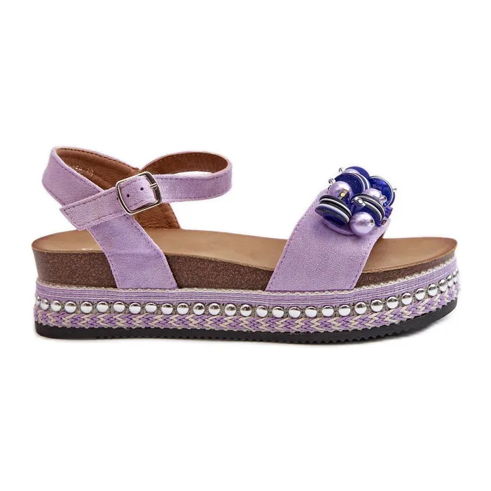 Women's Sandals On Wedge And Platform With Decorations S.Barski HY056 Purple violet