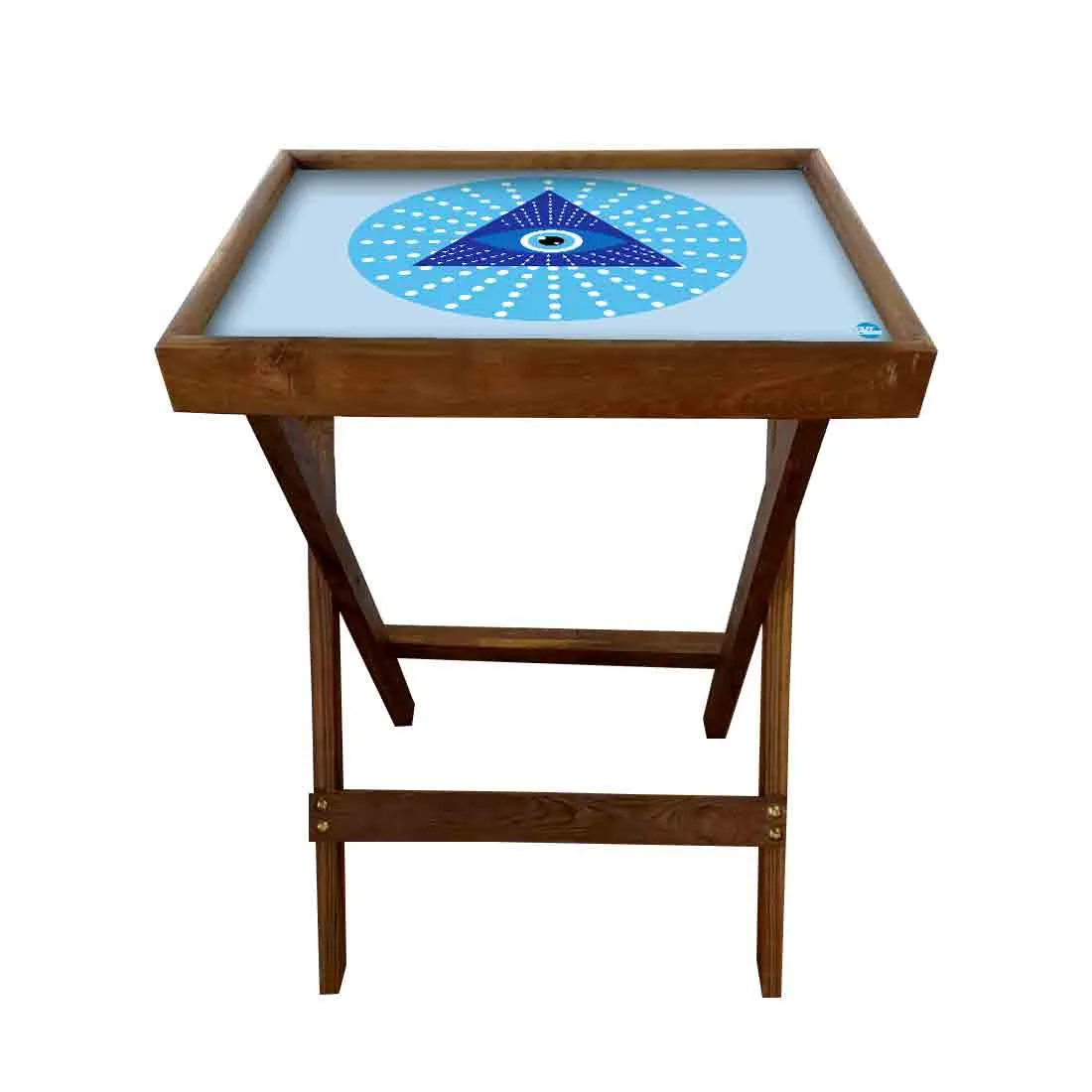 Wooden TV Trays for Eating Snacks Serving Folding End Table - Evil Eye Protector