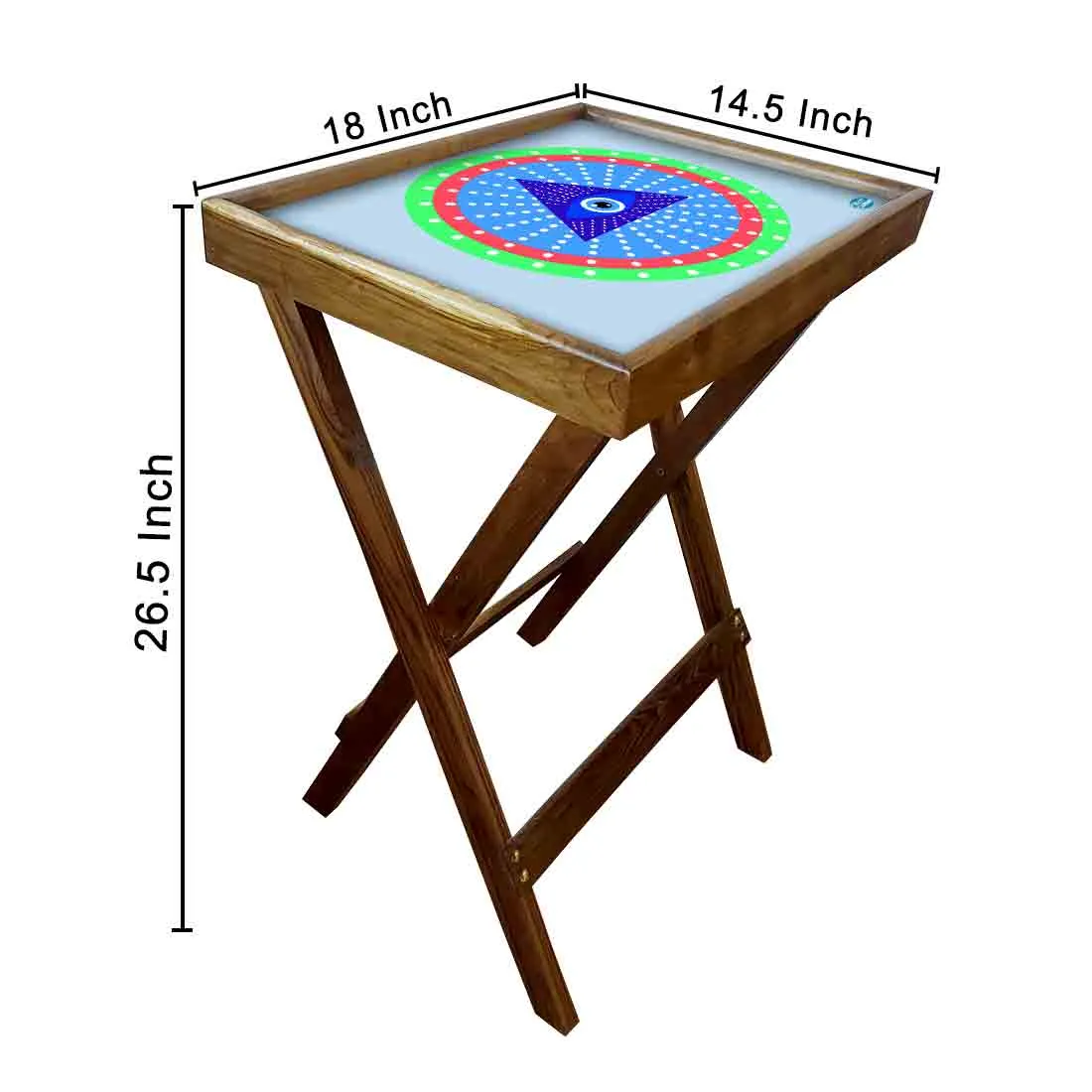 Wooden TV Trays for Eating Snacks Serving Folding End Table - Evil Eye Protector