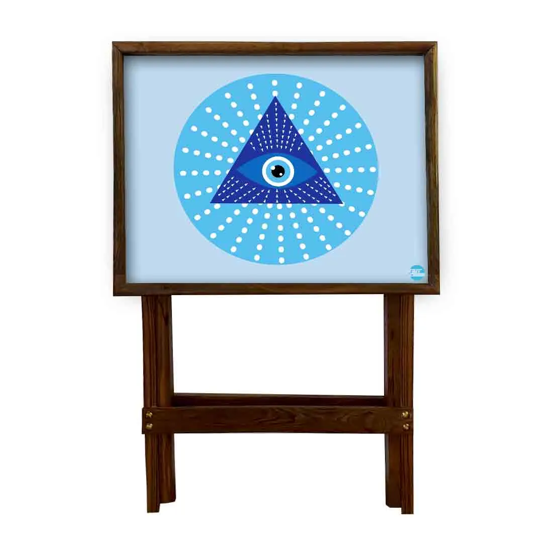 Wooden TV Trays for Eating Snacks Serving Folding End Table - Evil Eye Protector